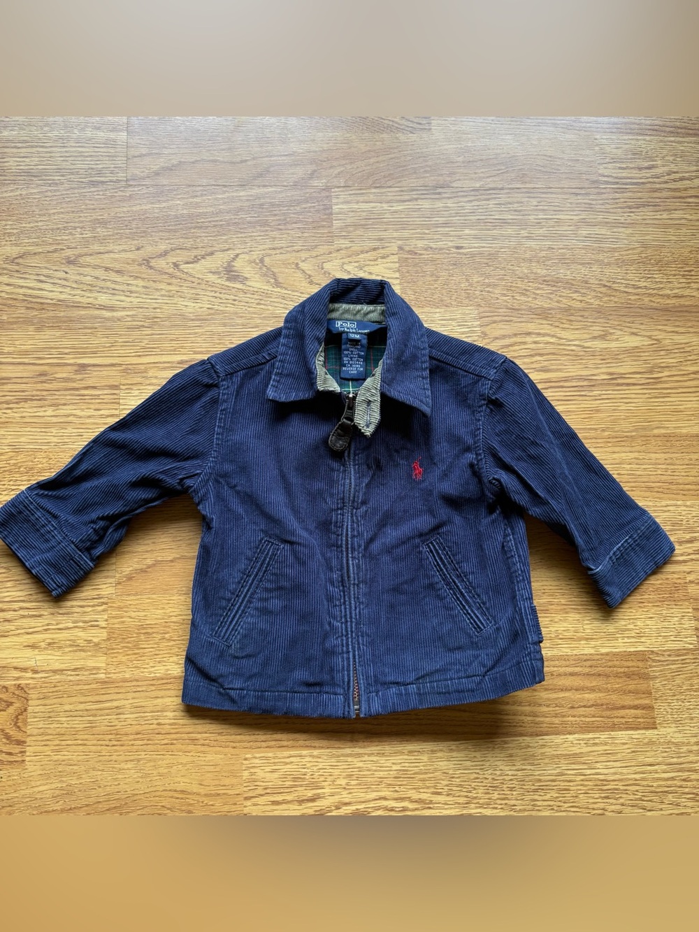 Polo Ralph Lauren Navy Corduroy Zip-Front Boys Bomber Jacket Red Pony Sz 12M
